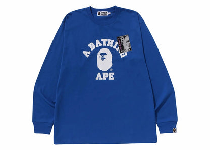 BAPE Mad Face College Long Sleeve Tee Blue