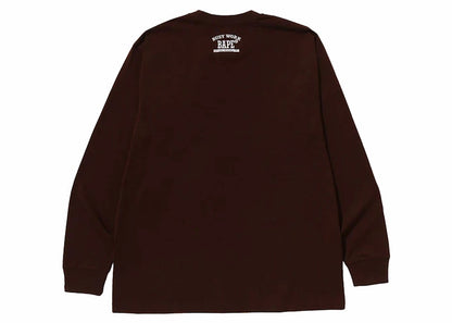 BAPE Mad Face College Long Sleeve Tee Brown