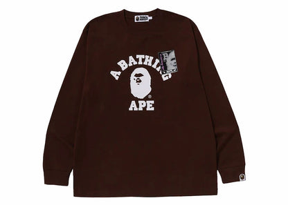 BAPE Mad Face College Long Sleeve Tee Brown