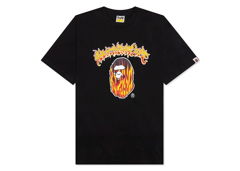 BAPE Mad Flame Ape Head Relaxed Fit Tee Black