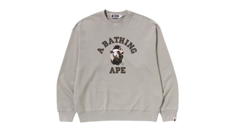 BAPE Map Camo College Relax Fit Crewneck Sweatshirt Olivedrab
