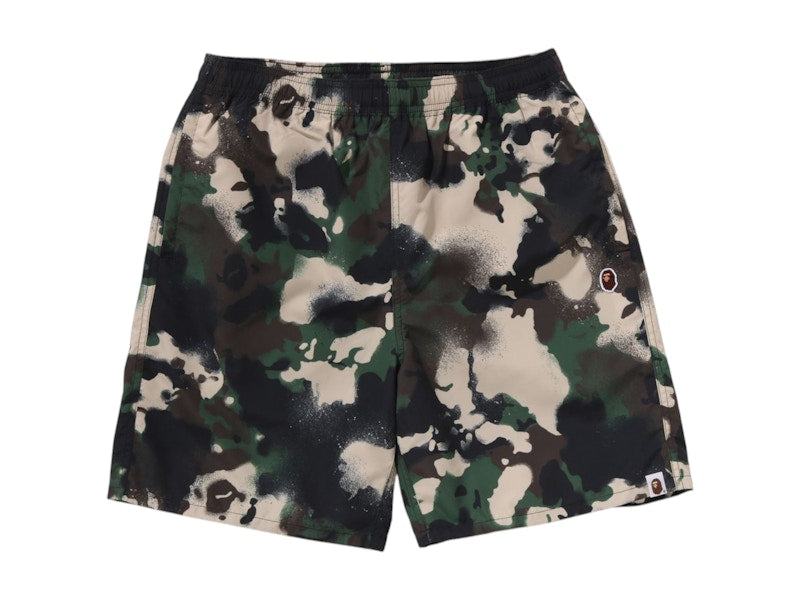 BAPE Map Camo Regular Fit Beach Shorts Green