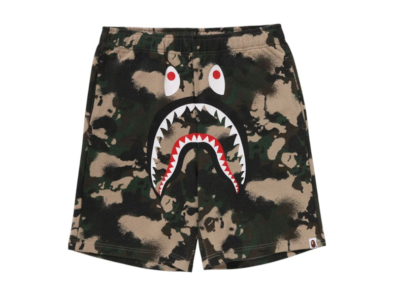 BAPE Map Camo Regular Fit Shark Sweat Shorts Green