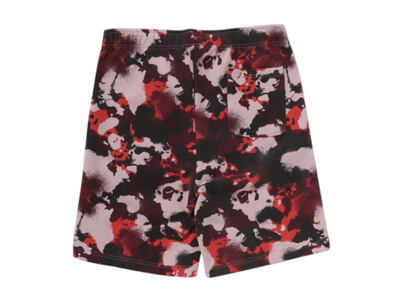 BAPE Map Camo Regular Fit Shark Sweat Shorts Red