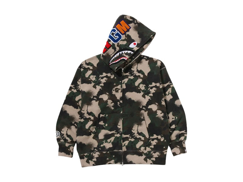 BAPE Map Camo Shark Full Zip Hoodie Green
