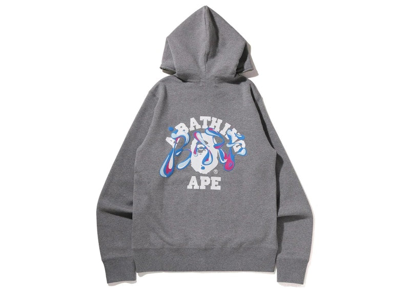 BAPE Marble Camo Liquid College Full Zip Hoodie Gray