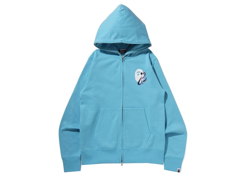 BAPE Marble Camo Liquid College Full Zip Hoodie Sax
