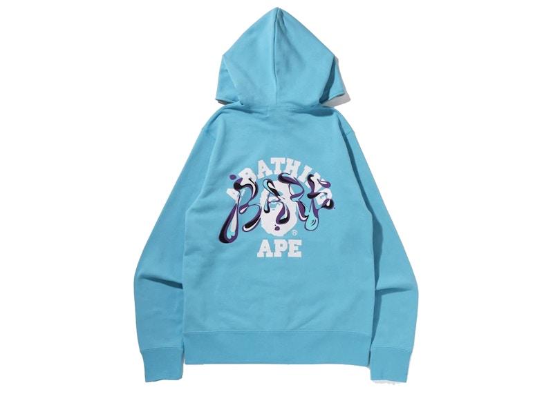 BAPE Marble Camo Liquid College Full Zip Hoodie Sax