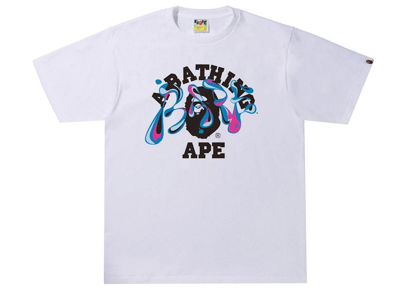 BAPE Marble Camo Liquid College Tee White
