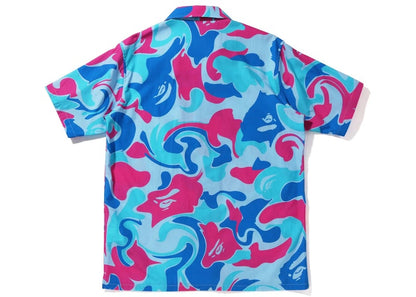 BAPE Marble Camo Open Collar S/S Shirt Blue