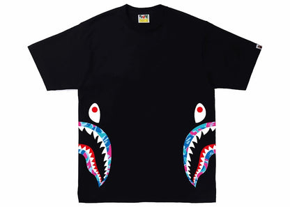 BAPE Marble Camo Side Shark Tee Black