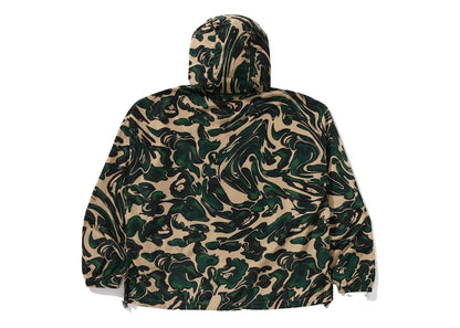 BAPE Marbling Camo Bathing Ape Logo Nylon Hooded Jacket Green