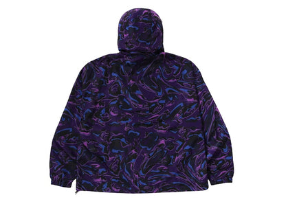 BAPE Marbling Camo Bathing Ape Logo Nylon Hooded Jacket Purple