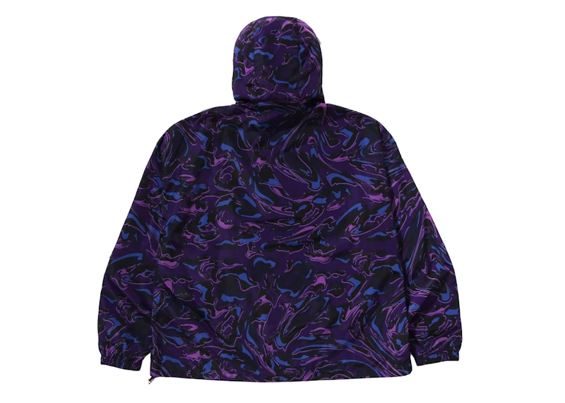 BAPE Marbling Camo Bathing Ape Logo Nylon Hooded Jacket Purple