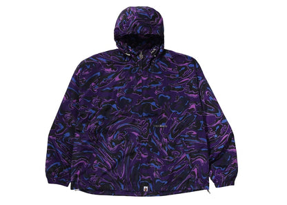 BAPE Marbling Camo Bathing Ape Logo Nylon Hooded Jacket Purple