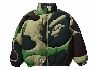 BAPE Mega ABC Camo Detachable Hoodie Puffer Down Jacket Green