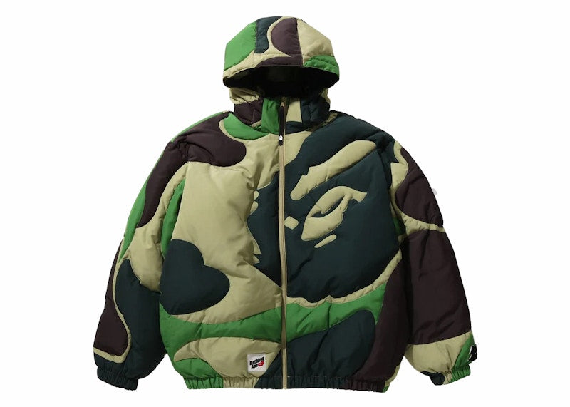BAPE Mega ABC Camo Detachable Hoodie Puffer Down Jacket Green