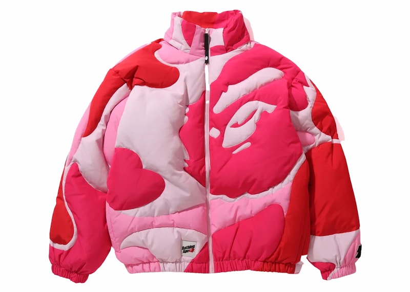 BAPE Mega ABC Camo Detachable Hoodie Puffer Down Jacket Pink