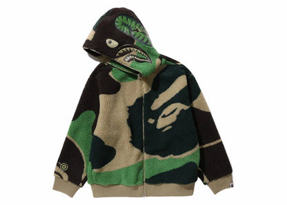 BAPE Mega ABC Camo Shark Boa Hoodie Jacket Green
