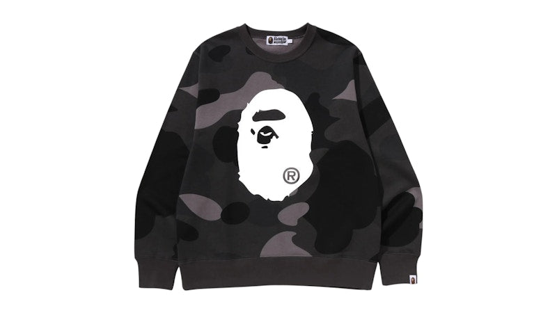 BAPE Mega Color Camo Big Ape Head Crewneck Sweatshirt Black