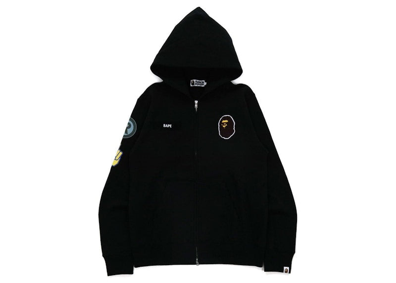 BAPE Military Patch Heavy Weight Zip Hoodie Black