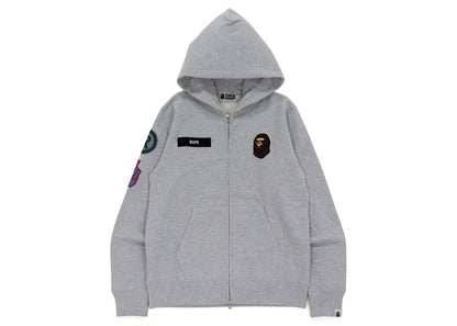 BAPE Military Patch Heavy Weight Zip Hoodie Gray