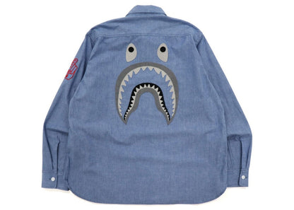BAPE Military Patch Relaxed Fit Chambray Shirt Light Indigo