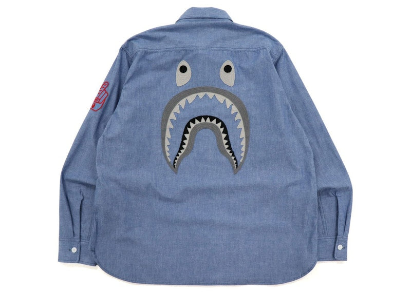 BAPE Military Patch Relaxed Fit Chambray Shirt Light Indigo