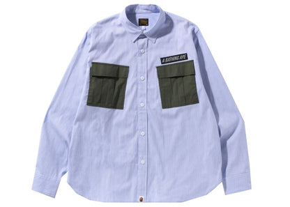 BAPE Military Stripe Relaxed Fit Shirt Sax
