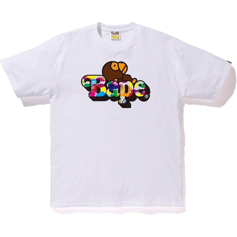 BAPE Milo ABC Multi Milo On Bape Tee White