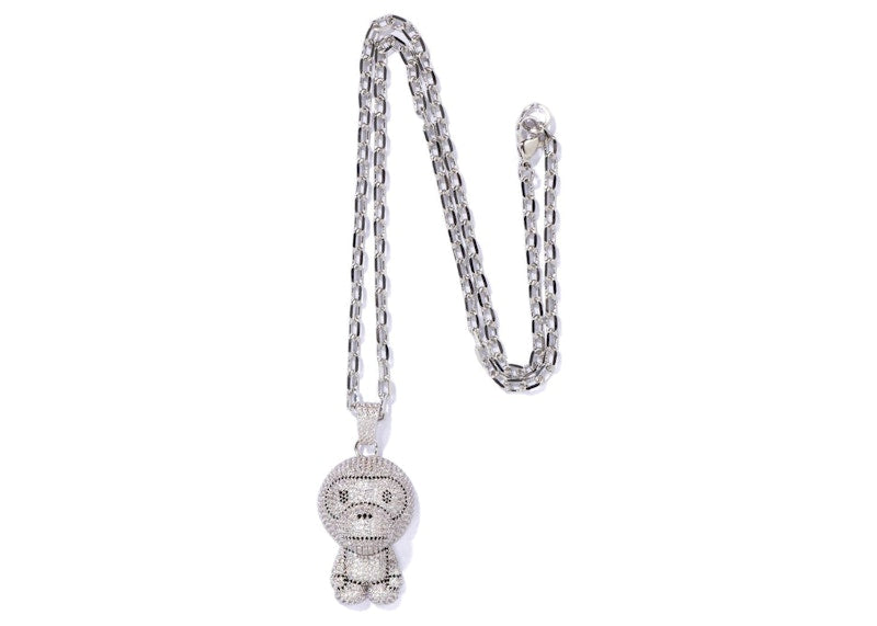 BAPE Milo Crystal Stone Necklace (FW22) Silver