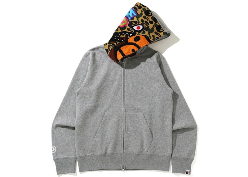 BAPE Milo Shark Full Zip Hoodie Gray