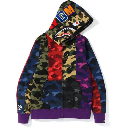 BAPE Mix Camo Crazy Shark Full Zip Hoodie Multi