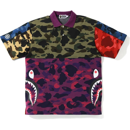 BAPE Mix Camo Relaxed Side Shark Polo Multi