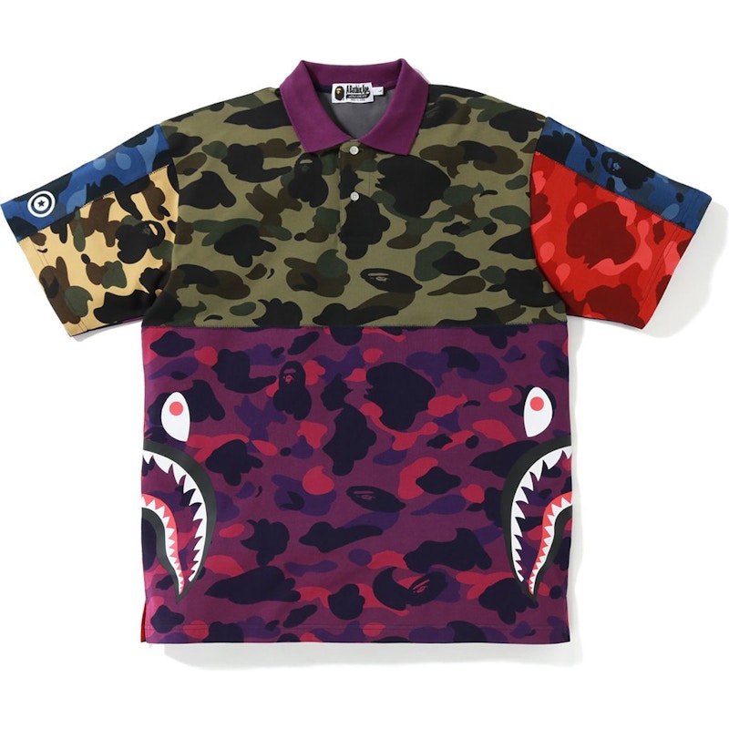 BAPE Mix Camo Relaxed Side Shark Polo Multi