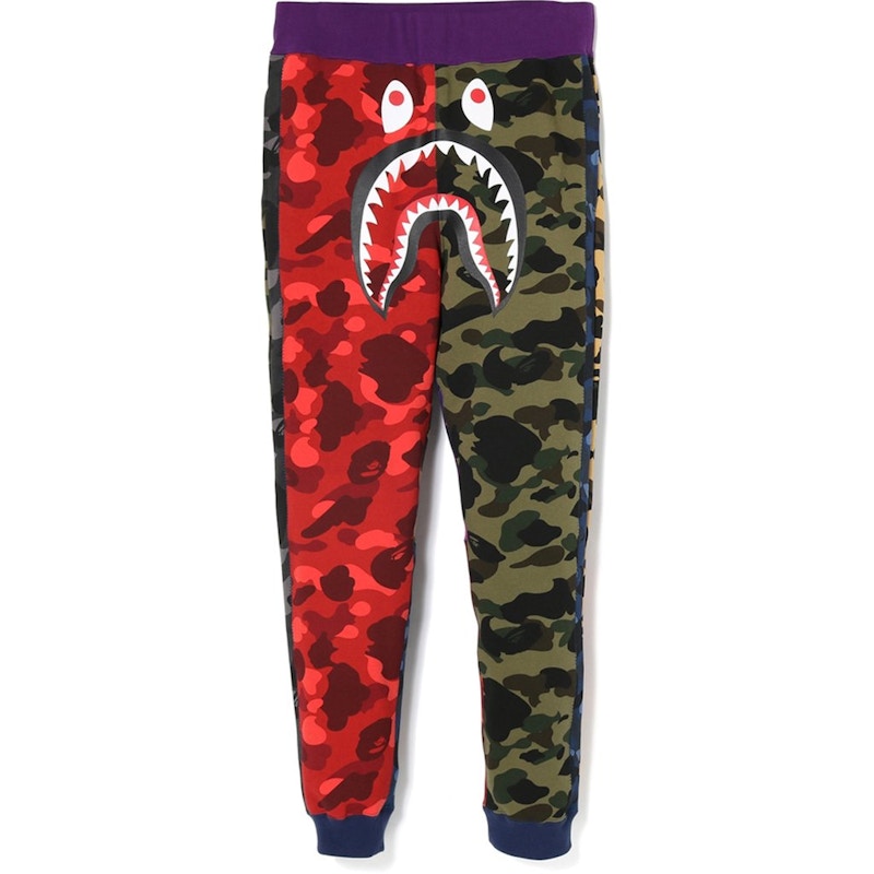 BAPE Mix Camo Shark Crazy Slim Sweat Pants Multi