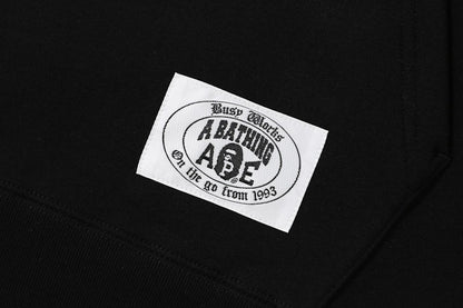 BAPE Mix Material Half Zip Pullover Hoodie Black