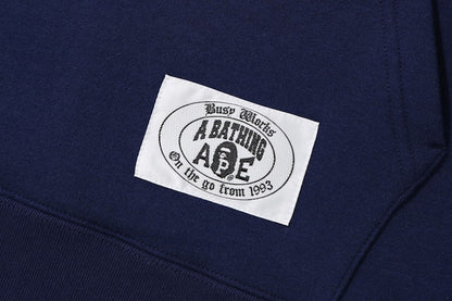 BAPE Mix Material Half Zip Pullover Hoodie Navy