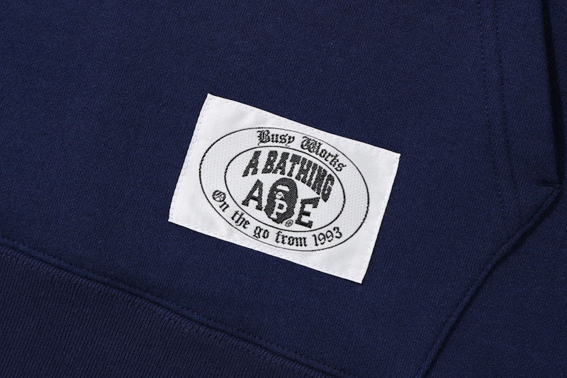 BAPE Mix Material Half Zip Pullover Hoodie Navy