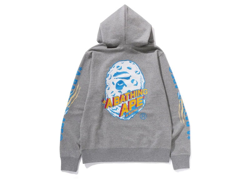 BAPE Moon Ape Head Pullover Hoodie Gray