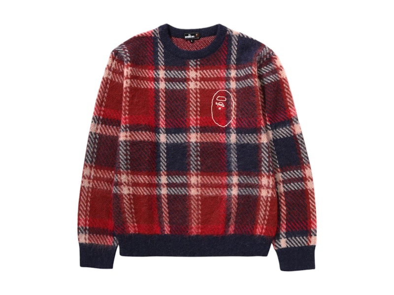 BAPE Mr Bathing Ape Check Sweater Red