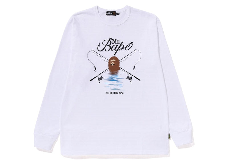 BAPE Mr Bathing Ape Wide L/S Tee White