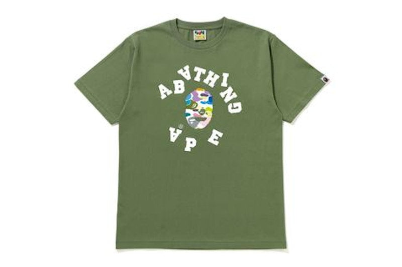 BAPE Multi Camo Broken College Tee Olive