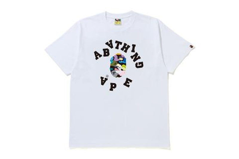 BAPE Multi Camo Broken College Tee White
