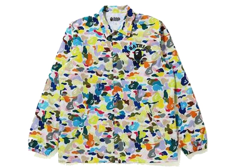 BAPE Multi Camo College Coach Jacket White