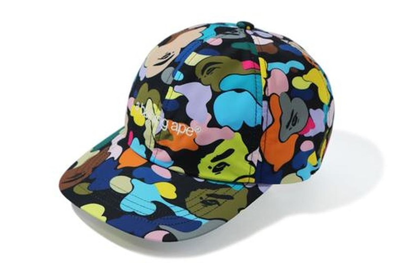 BAPE Multi Camo Embroidery Panel Cap Black