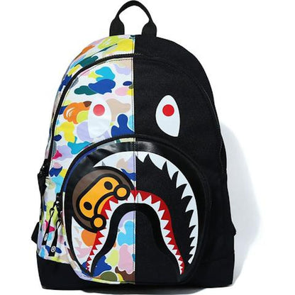 BAPE Multi Camo Milo Shark Day Pack White