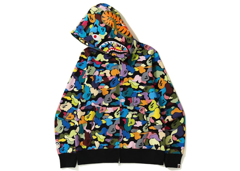 BAPE Multi Camo Shark Full Zip Hoodie (SS23) Black