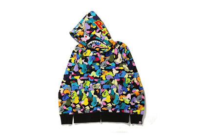 BAPE Multi Camo Shark Full Zip "PONR" Hoodie Black