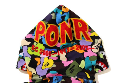 BAPE Multi Camo Shark Full Zip "PONR" Hoodie Black